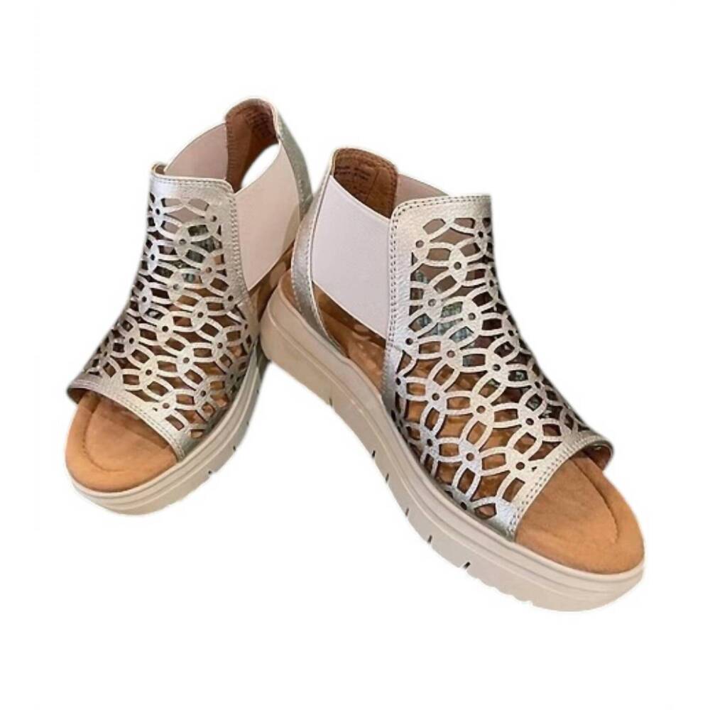 NEW SALVIA women's addison platform sandal in gold met